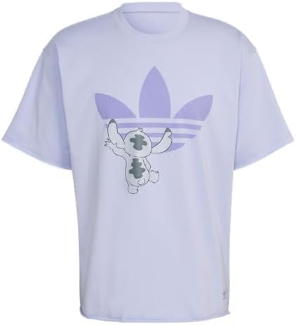 adidas Originals x Disney Stitch Cartoon Graphic T-Shirt, Violet Tone, X-Small adidas Originals