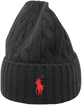 POLO RALPH LAUREN Men's Classic Cable Cuff Hat, Black Polo Ralph Lauren