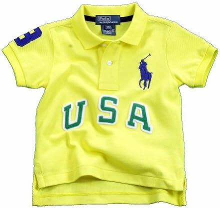 Ralph Lauren Polo Youth Boy's Yellow Short Sleeve USA Polo Shirt Sz: XL Polo Ralph Lauren