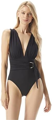 Michael Kors womens Essentials Surplice Plunge One-piece Michael Kors