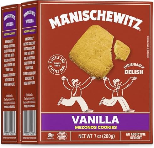 Manischewitz Passover Vanilla Cookies, 7 oz (2 Pack) | Crunchy Texture | Mezonos Passover Cookies | Gebrokts Kosher for Passover Manischewitz