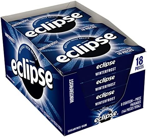 Eclipse Gum Peppermint Sugar Free Chewing Gum, 18 Pieces (8 Packs) Eclipse