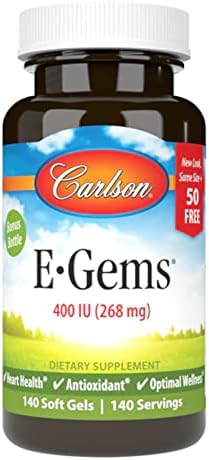 Carlson - E-Gems 400 IU (268 mg), Natural-Source Vitamin E, Optimal Wellness, 140 Soft Gels Carlson