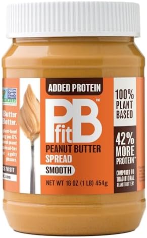 PBfit Peanut Butter, Protein-Packed Spread, Peanut Butter Spread, 16 Oz (Pack of 2) PBfit