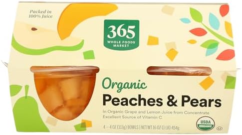 365 by Whole Foods Market, Peaches And Pears Organic 4 Count, 16 Ounce 365 by Whole Foods Market