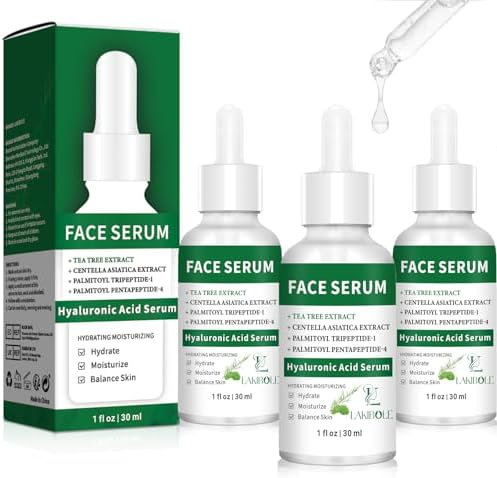 3 Pack 2% Hyaluronic Acid Serum with Advanced Peptide Complex for Optimal Hydration & Skin Balance (1fl.oz/30ml Each) LAKIBOLE