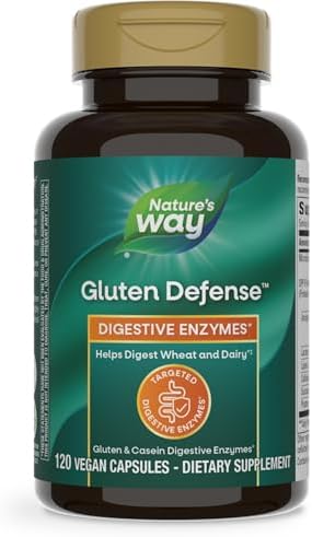 Nature's Way Gluten Defense Digestive Enzymes*, Helps Digest Wheat and Dairy**, Gluten and Casein Digestive Enzymes*, 120 Vegan Capsules (Packaging May Vary) Nature's Way