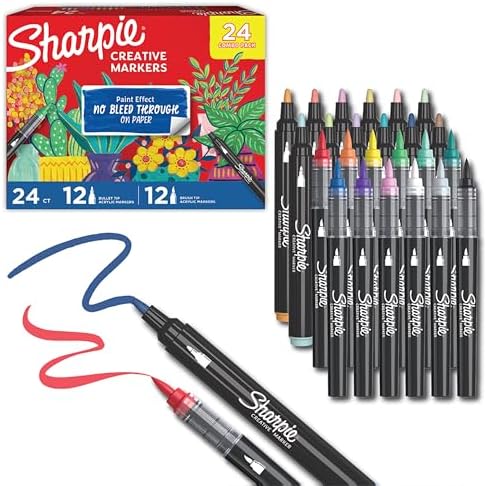 SHARPIE Creative Markers Variety Pack, Water-Based Acrylic Markers, Assorted Tips and Colors, 24 Count Sharpie