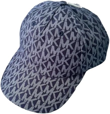 Michael Kors MK Signature Hat Logo Print Stretch Cotton Baseball Cap, Navy, One Size Michael Kors