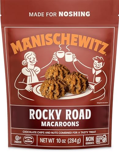 Manishewitz Rocky Road Macaroons, 10oz | Coconut Macaroons | Resealable Bag | Dairy Free | Gluten Free Coconut Cookie | Kosher for Passover Manischewitz