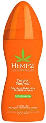 Hempz Yuzu & Starfruit Daily Herbal Dry Oil Spray with SPF 30, 6.76 Ounce Hempz