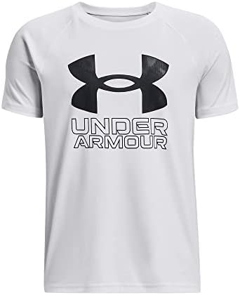 Under Armour Boys' Tech Hybrid Printed Fill Short-Sleeve T-Shirt, (101) White / / Black, X-Large Under Armour