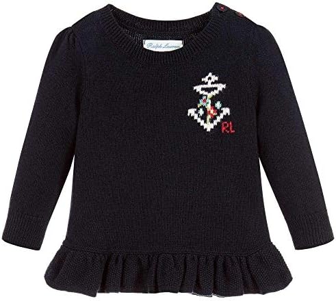 Polo Ralph Lauren Baby Girls Peplum Sweater Anchor Sweater 12 Months Blue Polo Ralph Lauren