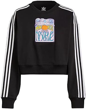 Adidas Women's Always Original Cropped Oversized Round Neck Sweatshirt, Black adidas Originals