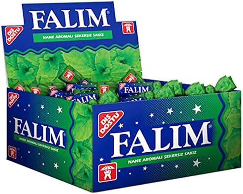 Falim Sugarless Plain Gum Individually Wrapped, Mint Flavored, 100 Piece Falim