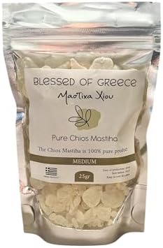 Chios Mastiha Pack 25gr (0.88oz) Medium Tears Gum 100% Pure Mastic Gum From Mastic Growers Fresh Mastic of Chios