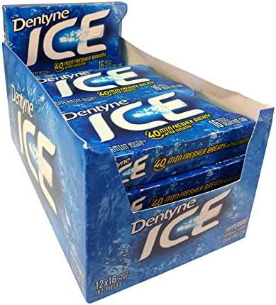 Dentyne Ice Gum Club Pack, Peppermint, 16 Pieces, 12 Count , 192 Pieces Total Dentyne