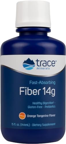 Trace Minerals Fast Absorbing Fiber 14 g - Fiber Supplement with Aloe Vera, Apple Juice & Boron - Healthy Digestion Support with Prebiotic Fiber - Orange Tangerine Flavor, 15 fl oz (15 Servings) Trace Minerals