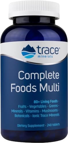 Trace Minerals | Complete Foods Multi | Multi-Vitamin Supports Energy, Overall Health, Digestion, Packed with 80+ Living Foods | All Natural, Gluten Free | 240 Tablets Trace Minerals