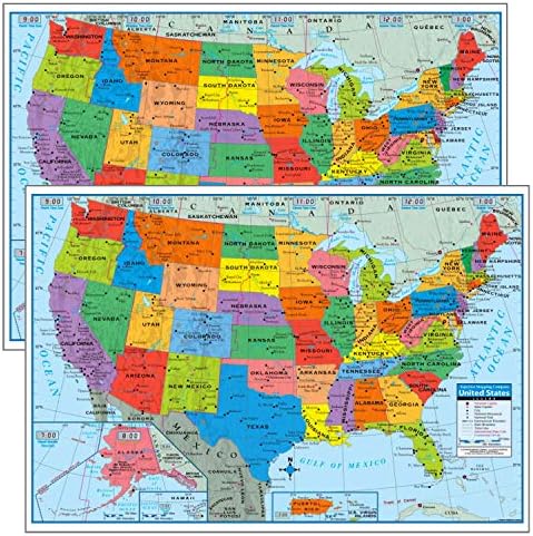 Pack of 2 Superior Mapping Company United States Poster Size Wall Map 40" x 28" with Cities (2 Maps) Kappa