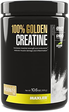 Maxler 100% Golden Creatine - Micronized Creatine Monohydrate Powder - Muscle Building Supplements - Pre/Post Workout Vegan Supplement - Gluten Free Unflavored Creatine Powder - 300 g Maxler