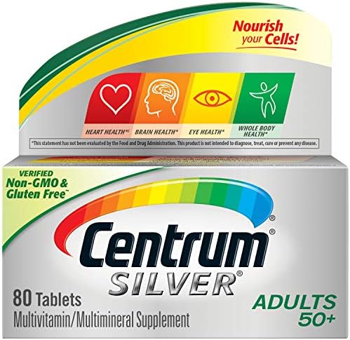 Centrum Silver Multivitamin Supplement For Adults Over 50, 80 Tablets (Pack of 2) Centrum