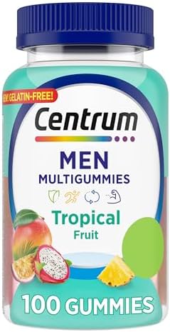 Centrum Men's Multivitamin Gummies, Tropical Fruit Flavors Made from Natural Flavors, 100 Count, 50 Day Supply Centrum