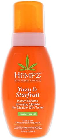 Hempz Yuzu and Starfruit Instant Sunless Bronzing Mousse, Fair Skin Tones, 8.5 Ounce Hempz