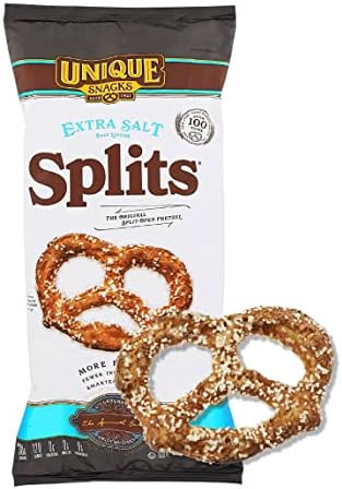 Unique Snacks Extra Salt Splits Pretzels, Original Split-Open Pretzels, Delicious Homestyle Baked Snack Bag, OU Kosher, and Non-GMO Food, No Artificial Flavor, 11 Oz. Bag, Pack of 3 Unique Snacks