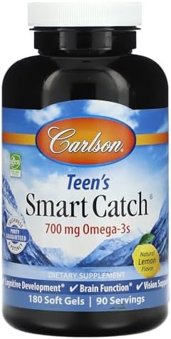 Carlson Teen's Smart Catch, Natural Lemon, 700 mg, 180 Soft Gels (350 mg per Soft Gel) Carlson