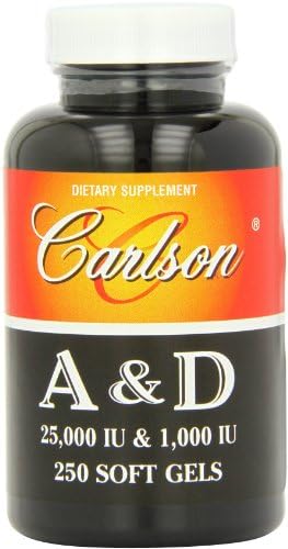 Carlson Labs Vitamin A and D, 25000/1000 IU, 100 Softgels Carlson