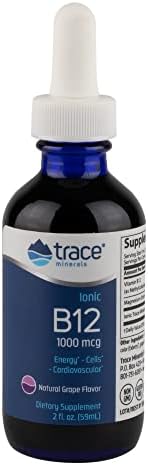 Trace Minerals | Liquid Ionic Vitamin B12 1000 mcg | Dietary Supplement Powerd by Concentrace Full Spectrum Ionic Minerals | 2 fl oz, 59 Servings Trace Minerals