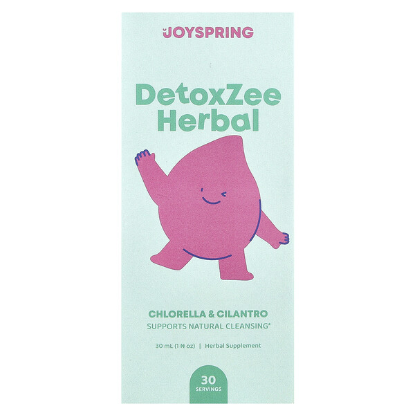 DetoxZee Herbal 30 мл с хлореллой и кориандром, веганская формула, без сахара, поддержка естественного очищения JoySpring