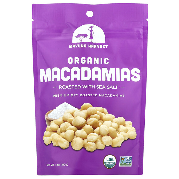 Organic Macadamias, Roasted With Sea Salt, 4 oz (112 g) Mavuno Harvest