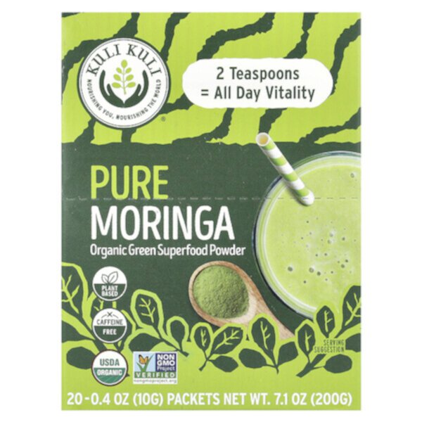 Pure Moringa, Caffeine Free, 20 Packets, 0.4 oz (10 g) Each Kuli Kuli