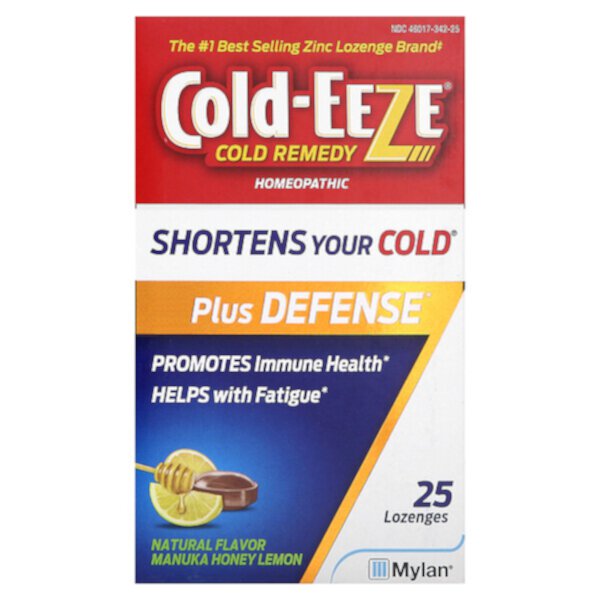 Cold Remedy, Homeopathic Plus Defense, Natural Manuka Honey Lemon, 25 Lozenges Cold Eeze