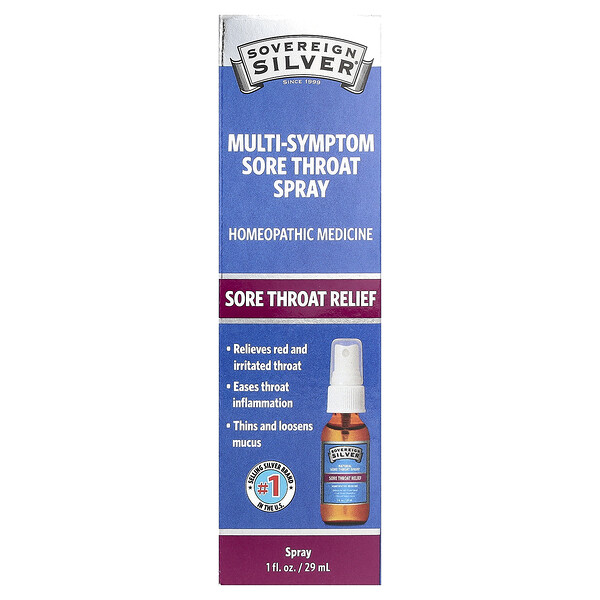 Multi-Symptom Sore Throat Spray, 1 fl oz (29 ml) Sovereign Silver