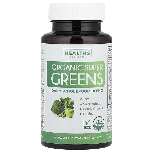 Organic Super Greens, 60 Tablets Healths Harmony