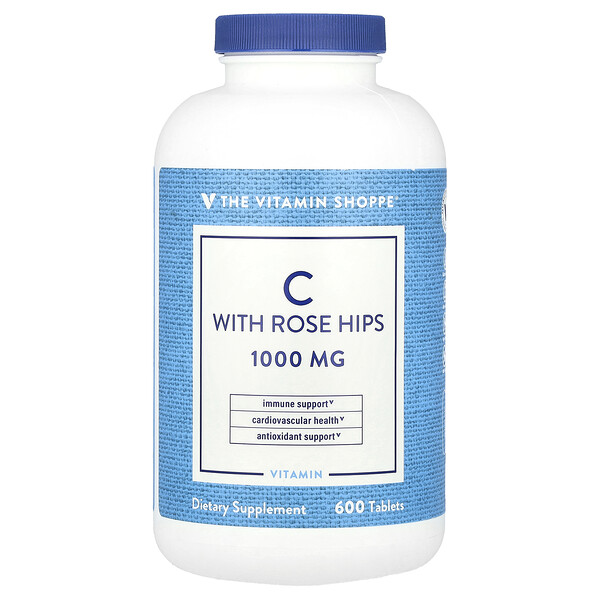 Vitamin C With Rose Hips, 600 Tablets The Vitamin Shoppe