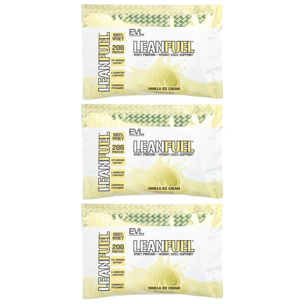 LeanFuel™, Vanilla Ice Cream, 3 Packets, 0.96 oz (27.1 g) Each EVLution Nutrition