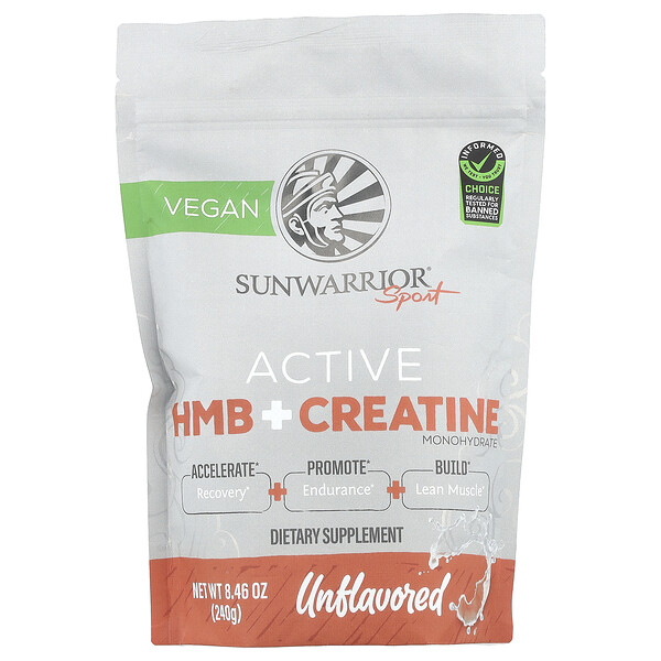 Sport, Active HMB + Creatine Monohydrate, Unflavored , 8.46 oz (240 g) Sunwarrior