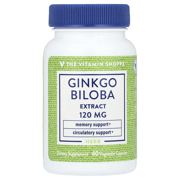 Ginkgo Biloba Extract, 120 mg , 60 Vegetable Capsules The Vitamin Shoppe