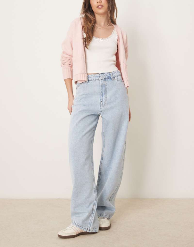 ASOS DESIGN tailored barrel jeans in light wash Asos Design