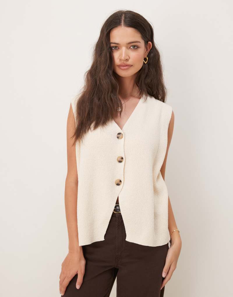 ASOS DESIGN relaxed fit vest in cream Asos Design