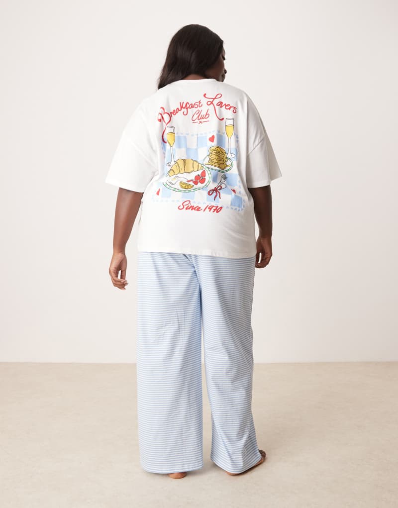 ASOS DESIGN Curve oversize tee & wide leg pants in breakfast lovers print ASOS Curve