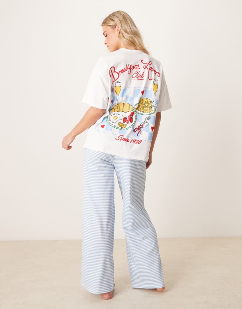 ASOS DESIGN Petite oversized tee & wide leg pants in Breakfast Lovers print ASOS Petite