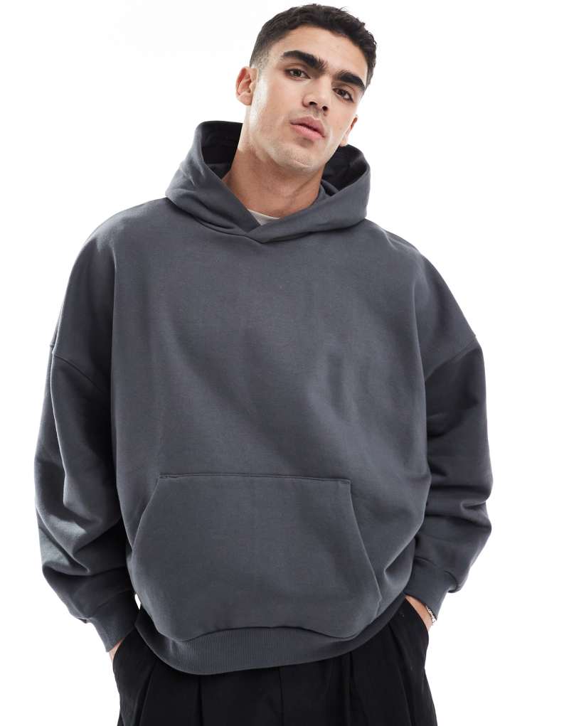 ASOS DESIGN premium heavyweight extreme oversized hoodie 400gsm in washed black Asos Design