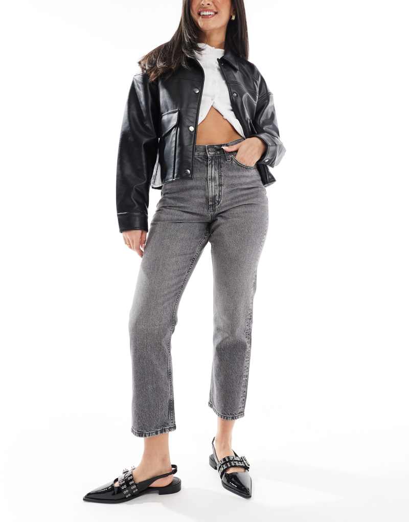 ASOS DESIGN cropped 90s straight jean in gray Asos Design