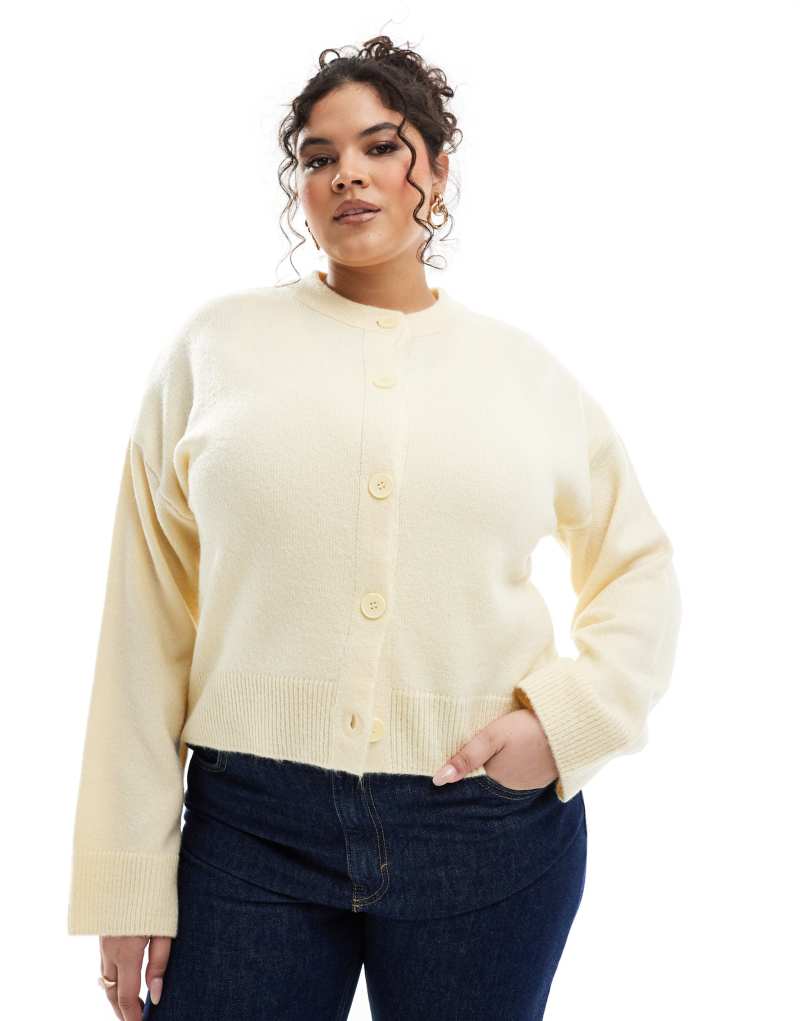 ASOS DESIGN Curve crew neck cardigan in buttermilk ASOS Curve