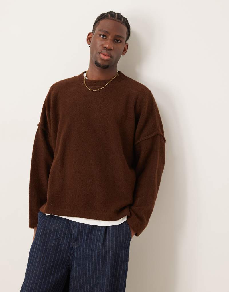 ASOS DESIGN super oversized boxy knit sweater in brown Asos Design